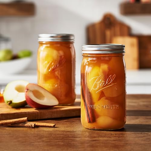 Wide Mouth Glass Mason Jars with Lids and Bands (Quart / 32 Ounce (Pack of 6))