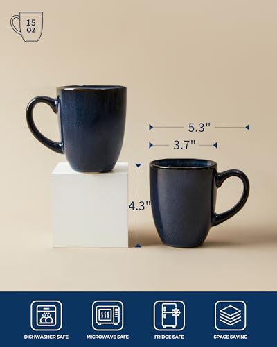 Coffee Mug 15oz (Irregular - Starry Blue / 4 Count (Pack of 1))