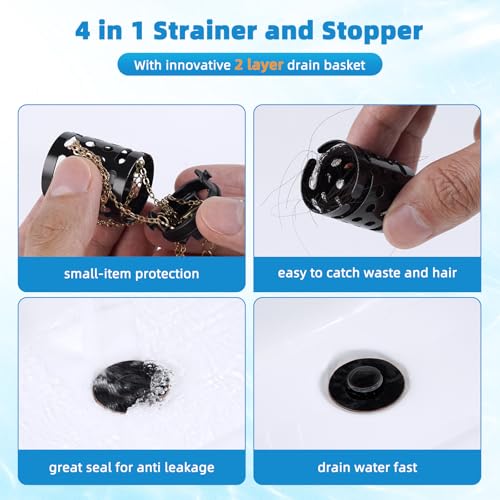 Universal Bathroom Sink Drain Stopper Hair Catcher