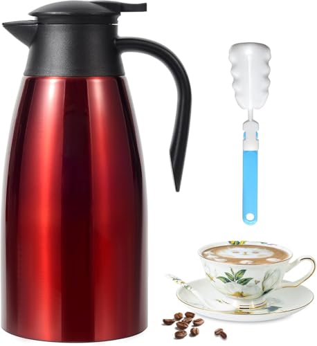 70 Oz Updated Insulated Stainless Steel Carafe (Red / 71 Ounces)