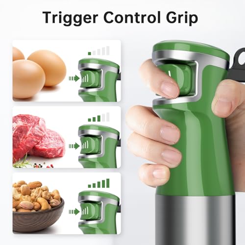 Immersion Blender Handheld 5 in 1 Hand Blender Set 1100W Heavy Duty (Green / 5 in 1)