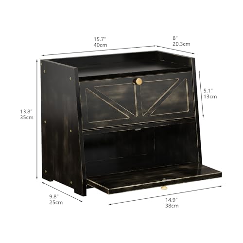 Vintage Double Layer Bread Box for Kitchen Counter Bamboo Bread Storage Container Large Capacity Bread Storage Bin