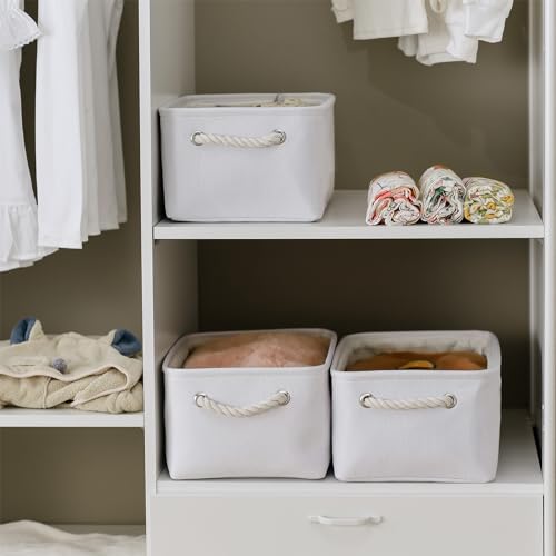 Decorative Basket for Organizing (White Color / Medium -13.8Lx9.8Wx6.7H)