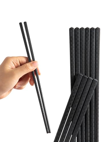 10 Pairs Fiberglass Chopsticks (black bamboo texture)