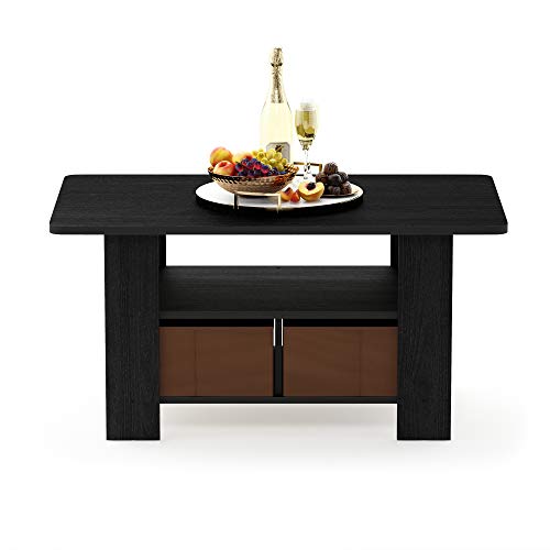 Andrey Coffee Table with Bin Drawer (Americano/Medium Brown / 2 Bin)