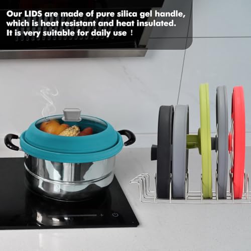 Microwave Splatter Cover Glass Cover Splatter Guard Lid with Collapsible Silicone for Food Cover Plate Cover 10.8 inch Blue (Blue / 10.8 inch)