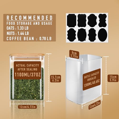 37oz 1.2Qt Rectangle Glass Storage Containers with Lids 4 (4 Count)