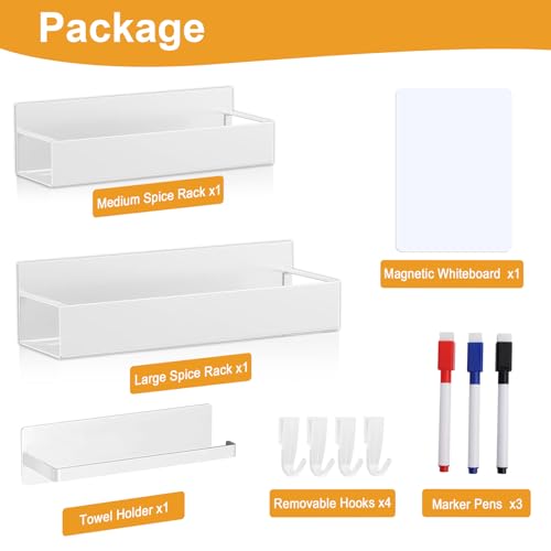 4 Pack Magnetic Spice Rack for Refrigerator (White / 4Pack-1)
