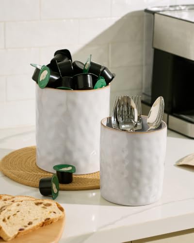 Ceramic Utensil Holder (Cappuccino White)