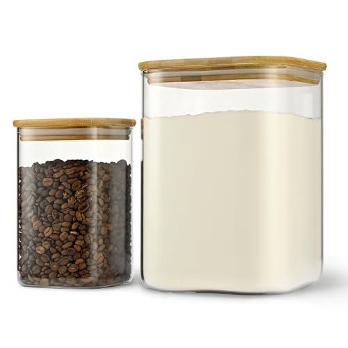 37oz 115oz Square Glass Storage Containers with Lids 2 (115oz*1/37oz*1)