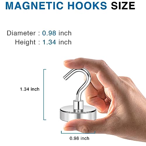 Magnetic Hooks Magnet Hook for Cruise Cabins 85LBS Essentials 6P (Silver / 0.98in)
