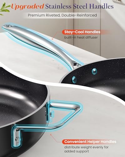 Essential Series 5PC Ceramic Cookware Set PFAS (Black Coffee)