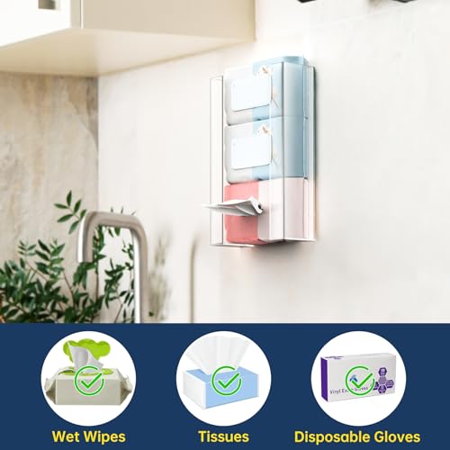 3 Tier Clear Acrylic Glove & Tissue Box Holder Dispenser