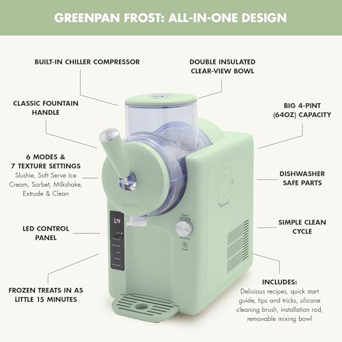 Frost Ice Cream Maker & Slushie Machine (4 Pint Ice Cream & Frozen Drink Maker / Pistachio Green)