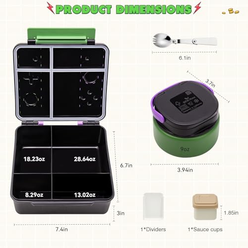 Game Bento Box for Kids (Green-Purple)