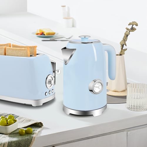 57oz Electric Kettle with Thermometer (Blue)