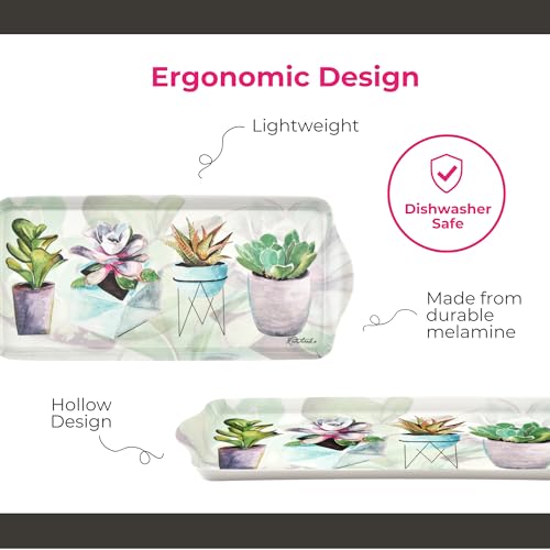 Succulent Sandwich Tray Decorative Rectangular Melamine (15.1" x 6.5" x 1" / Succulents)