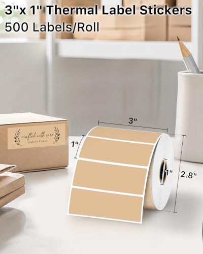 3x1 Inch Thermal Labels (3"x1" / Brown)