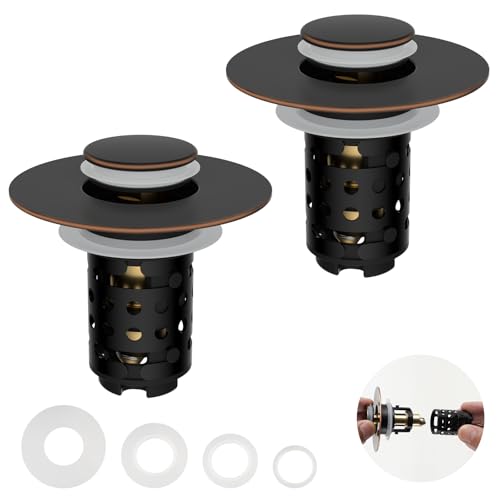2PCS Universal Bathroom Sink Drain Strainer Hair Catcher (2 Count)