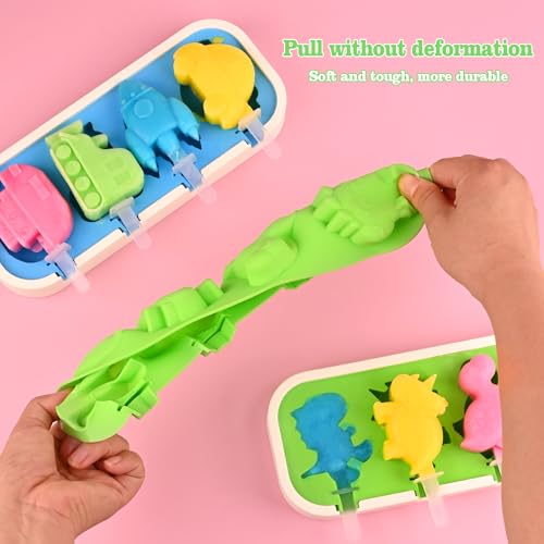 2 Pack Silicone Popsicle Molds (2 Pcs Mini Cartoon - Green & Blue)