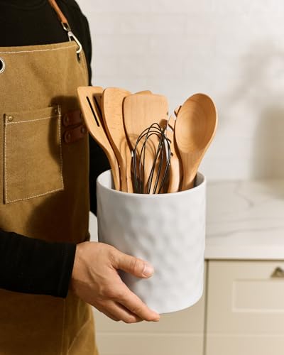 Ceramic Utensil Holder (Matte White)