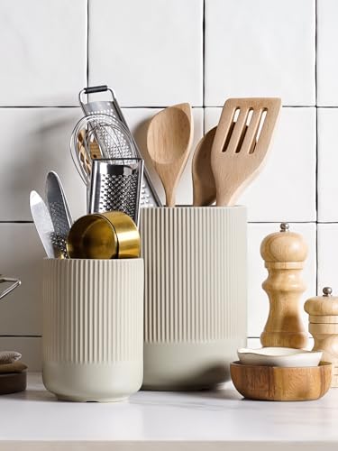 Utensil Holder for Kitchen Counter (Oatmeal Greige)