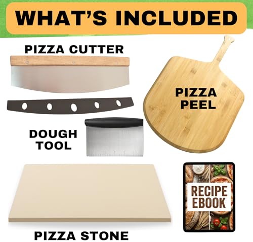 Large Pizza Stone for Oven and Grill 20 Inch (Stone, Pizza Peel & Accessories)