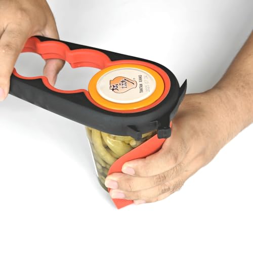 Jar Opener with Gripper Pads for Weak Hands (Black and Red)