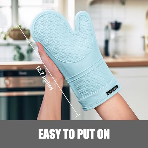 Silicone Oven Mitts and Pot Holders Sets (Sky Blue)