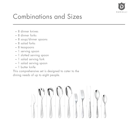 Hammered Silverware Set with Serving Utensils (45-Piece Including a Serving Set)