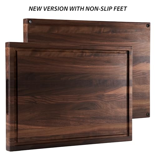 American Dark Walnut Wood Cutting Board 17x12 x1in for Kitchen with Juice Groove (17"L x 12"W)