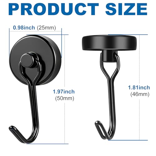 Magnetic Hooks (Black / 0.98in)