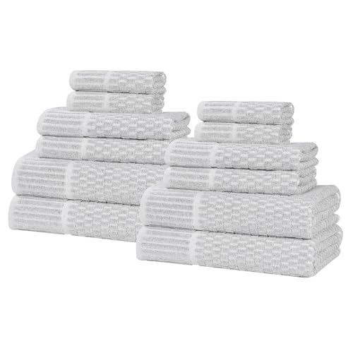 Juno Viscose Cotton Blend Medium Weight Towels (12 Piece Towel Set / Platinum)