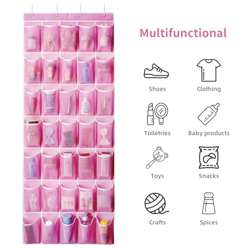 35 Pockets Over the Door Shoe Organizer (Pink - 35 Pockets)