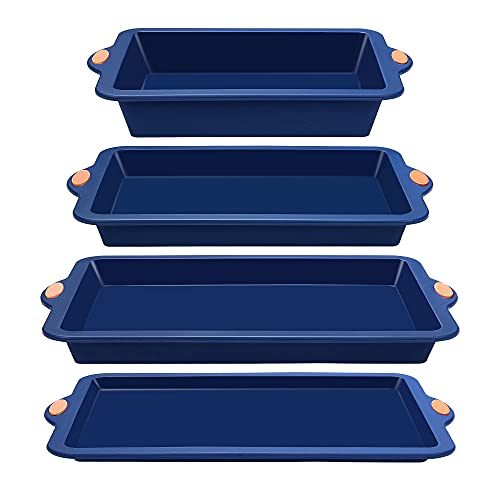 Silicone Baking Pans Set (4-Piece Baking Pans Set / Navy Blue)