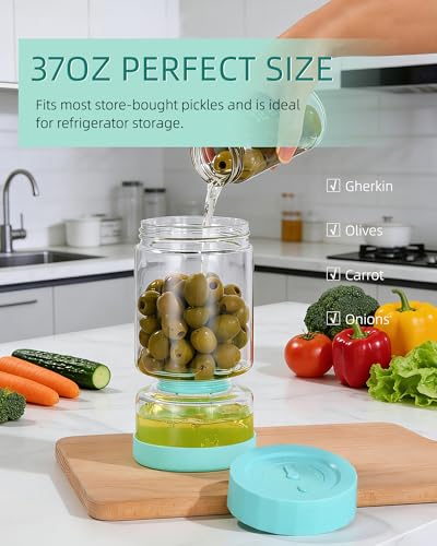 Pickle Jar with Strainer Flip (03-Blue / 37oz 1pc)