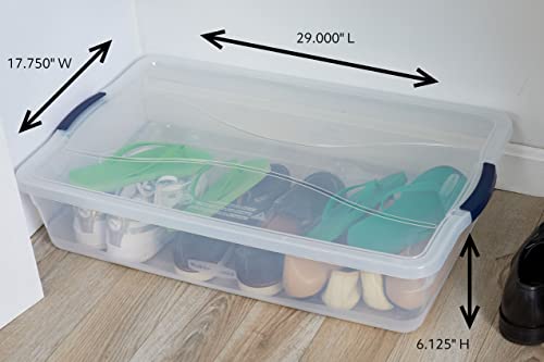 Cleverstore 42 Quart Stackable Plastic Storage Container Organizer Bin with Latching Lids for Garage (42 Qt - 4 Pack)