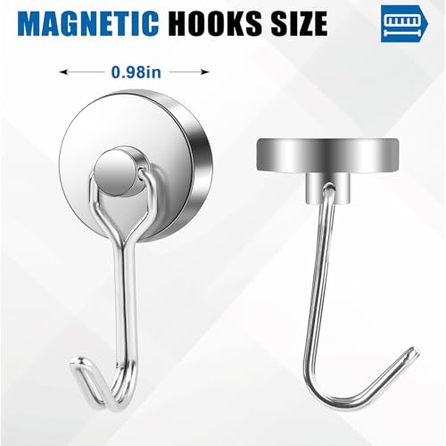 Magnetic Hooks Magnet Hook for Cruise Cabins Fridge 80LBS 6Pack (Silver / 0.98in)