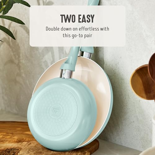 2 Piece 8" & 10" (8" and 10" Frying Pan Skillet Set / Turquoise)