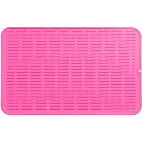 Silicone Dish Drying Mat for Multiple Usage (Rose / 28"L x 18"W)