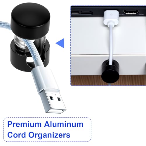 8 Sets Charger Holders for Cords (8 Sets / Matte Black)