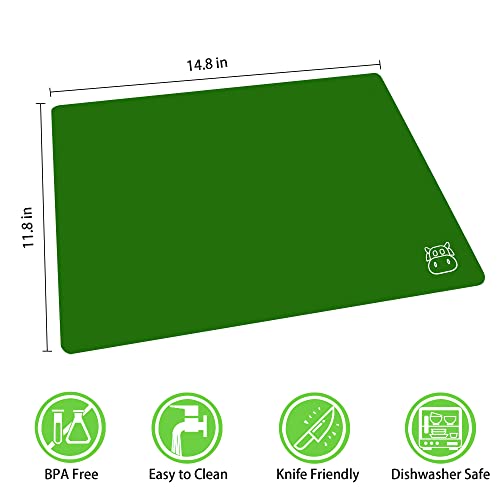 Plastic Cutting Board for Kitchen Set of 5 (Green)