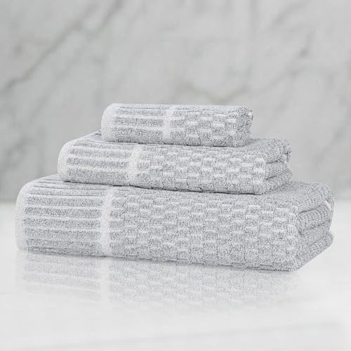 Juno Viscose Cotton Blend Medium Weight Towels (3 Piece Towel Set / Denim Blue)