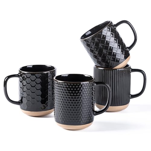 Coffee Mugs Set of 4 (Black / Set of 4 (16 Ounces))