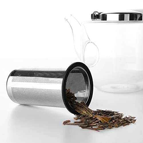 Viva Bjorn Borosilicate Glass Tea Pot for Stovetop with Loose Leaf Tea Infuser Mesh (Large Teapot)