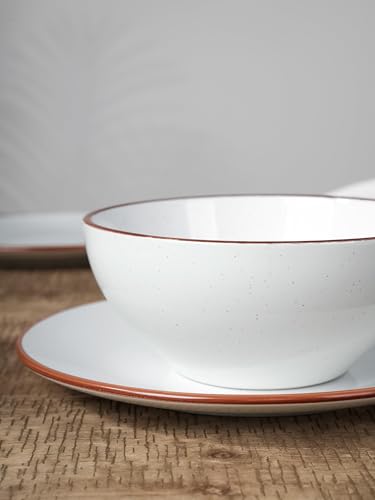 Ceramic Plates and Bowls Sets (White / Service for 8)