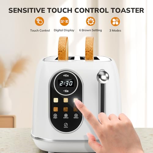 Smart Touch Screen Toaster 2 Slice (Extra Wide Slot / White)