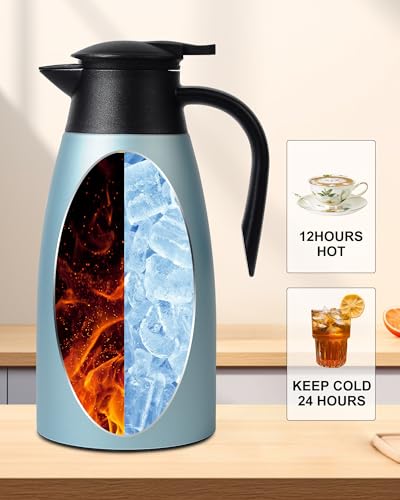 70 OZ Updated Thermal Coffee Carafe for keeping hot (Blue / 2× 70 Ounces)