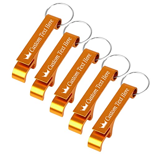 5PCS Personalized Bottle Opener Keychain Bulk Custom Beer Bottle Opener with Logo Text Engraved Wedding Bottle Opener Favors Customized Gifts for Guests Baby Shower Birthday Party (5 Count)