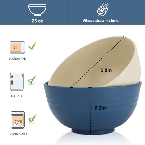 26 oz Wheat Straw Bowls (26 oz / Yellow,Orange,Blue,Green,Beige,Navy Blue)